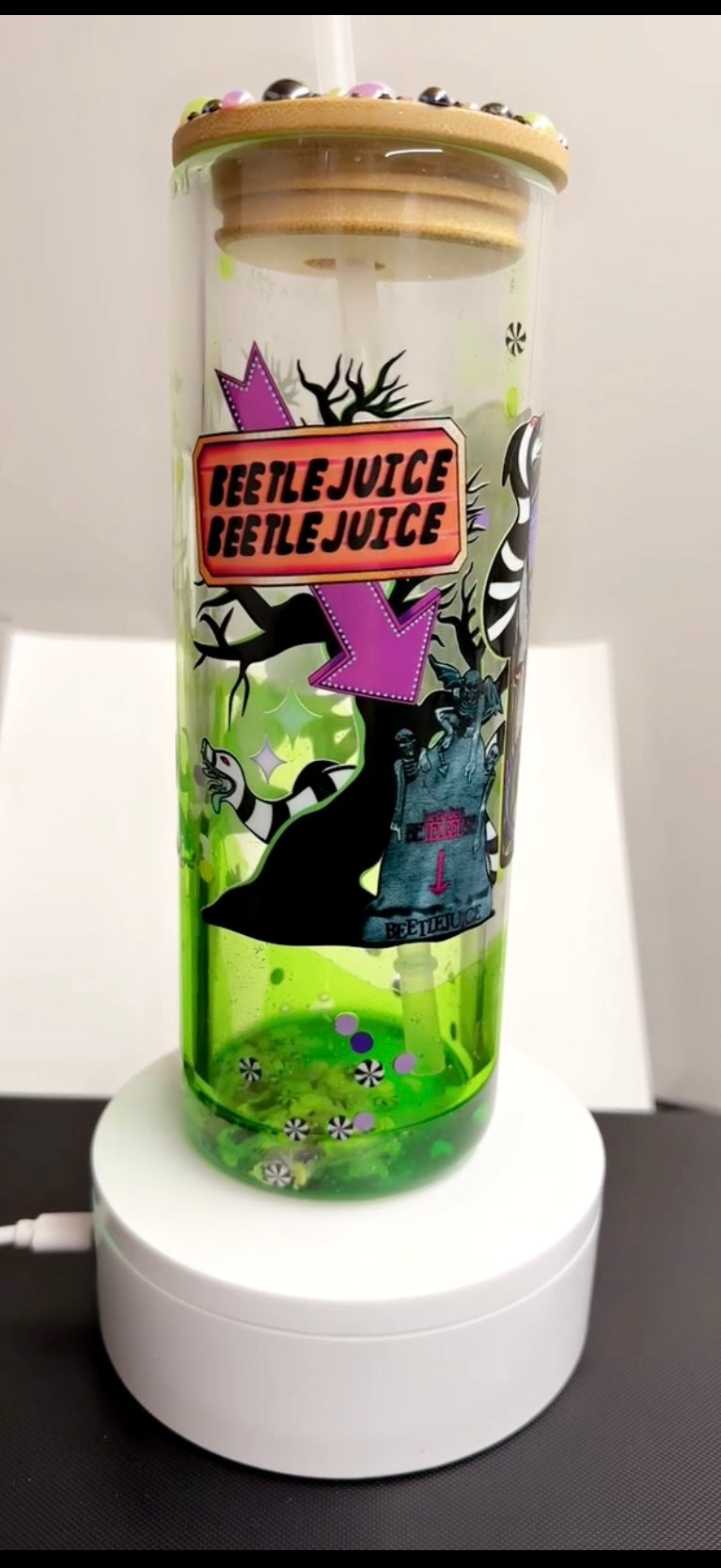 25oz snow globe glass tumbler