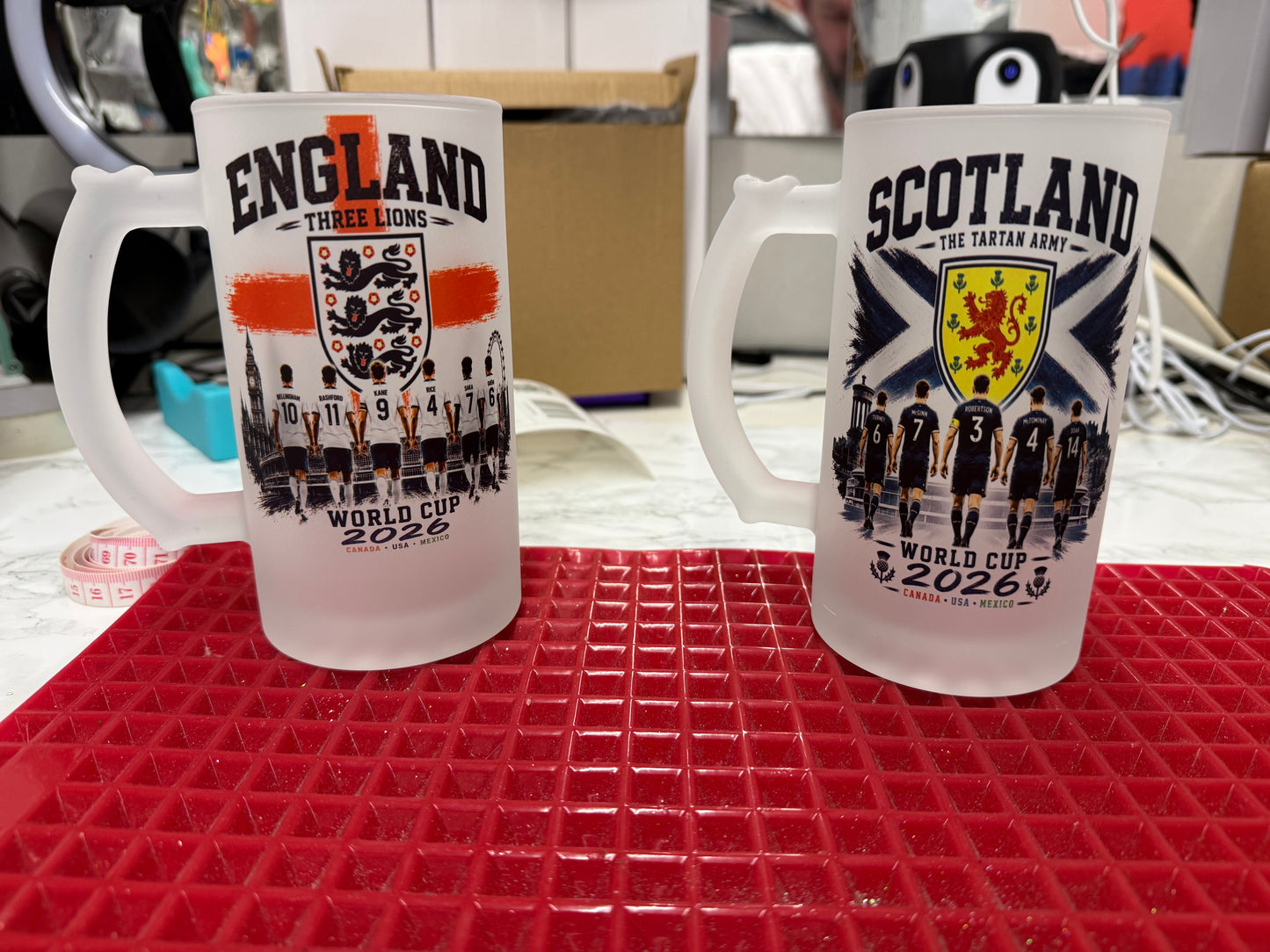 Frosted Glass Beer Stein - 160z - Customisable