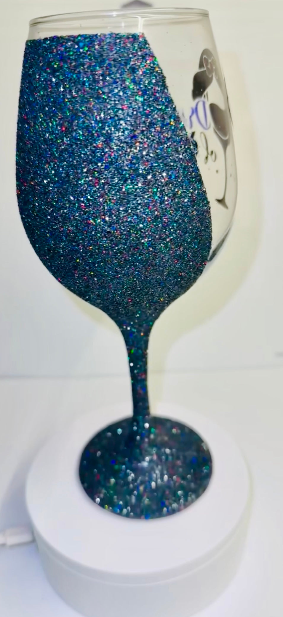 Black glitter custom wine glass