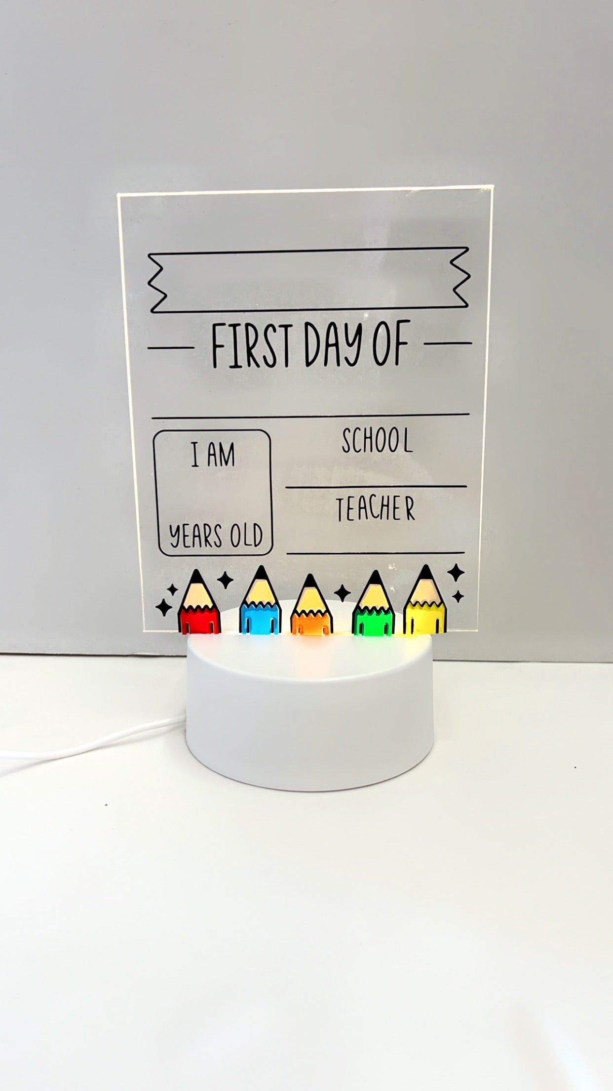 Acrylic with led light stand - Customisable