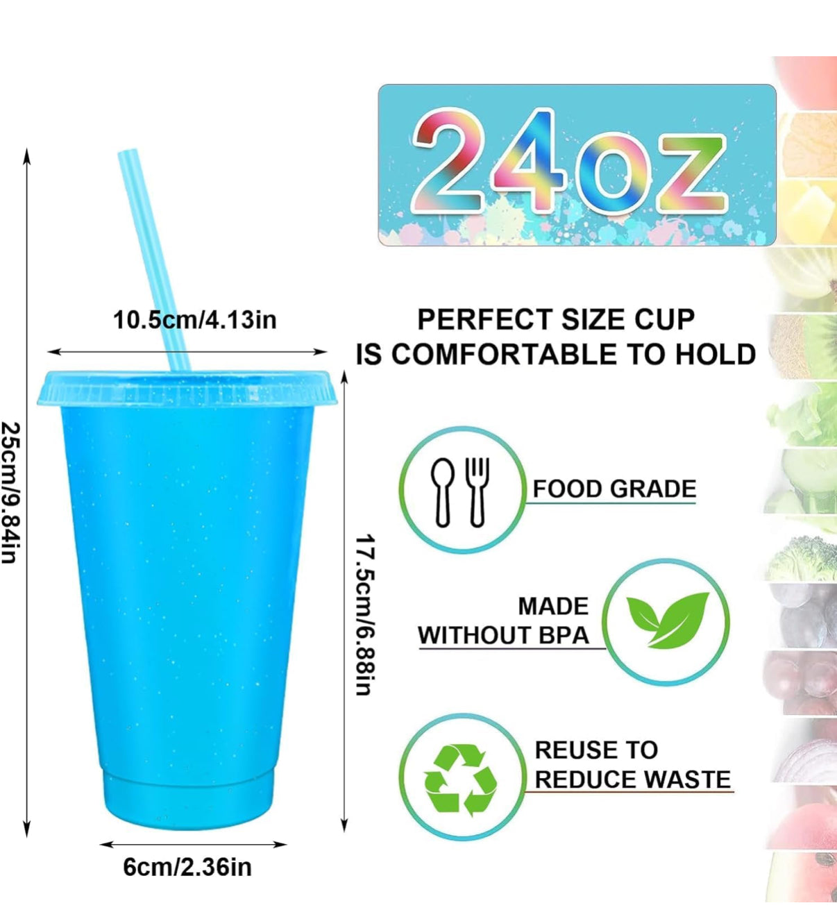 Bee Happy - 24oz Hand Decorated Cold Cup