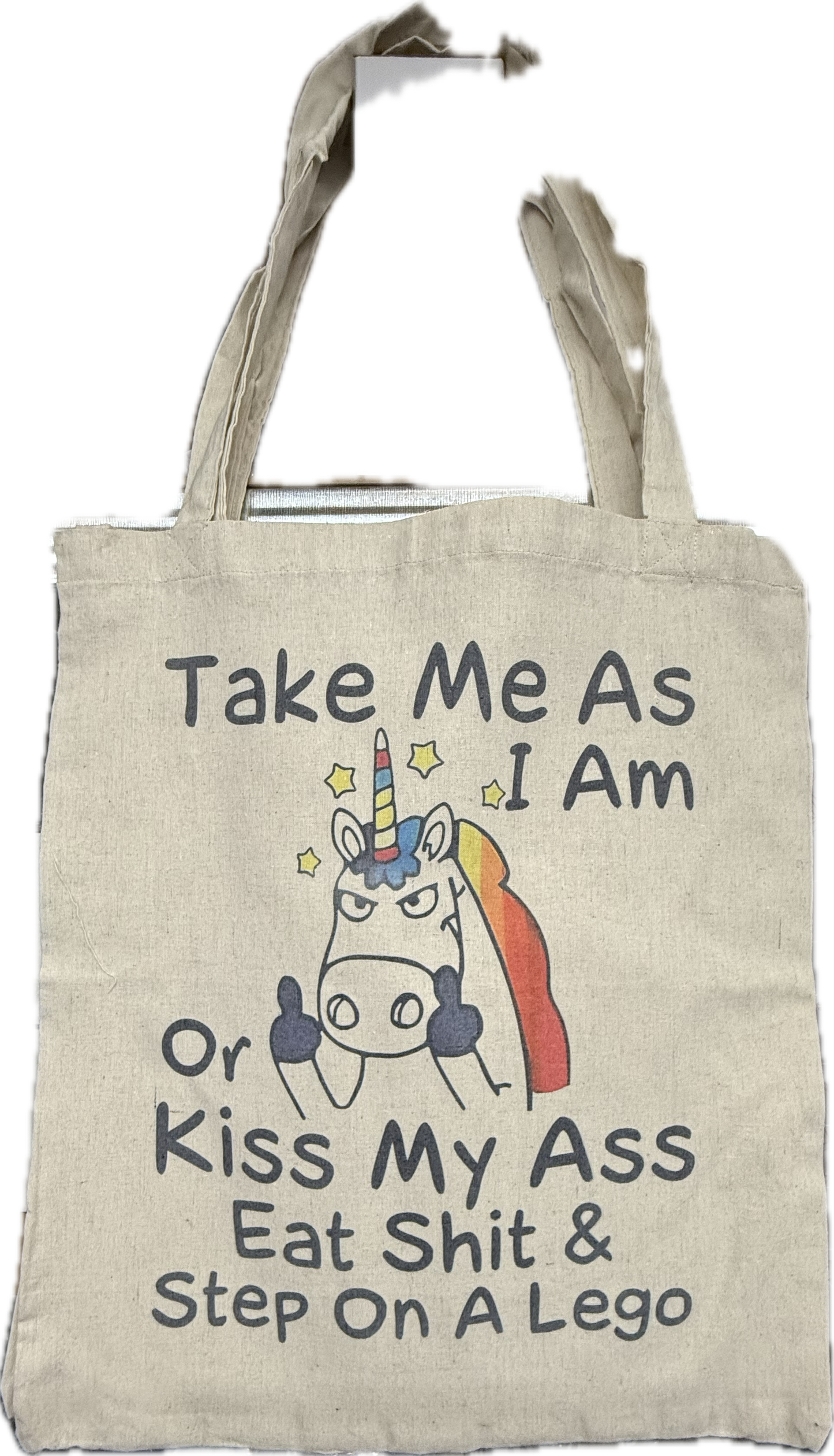 “Take Me As I Am” canvas tote bag