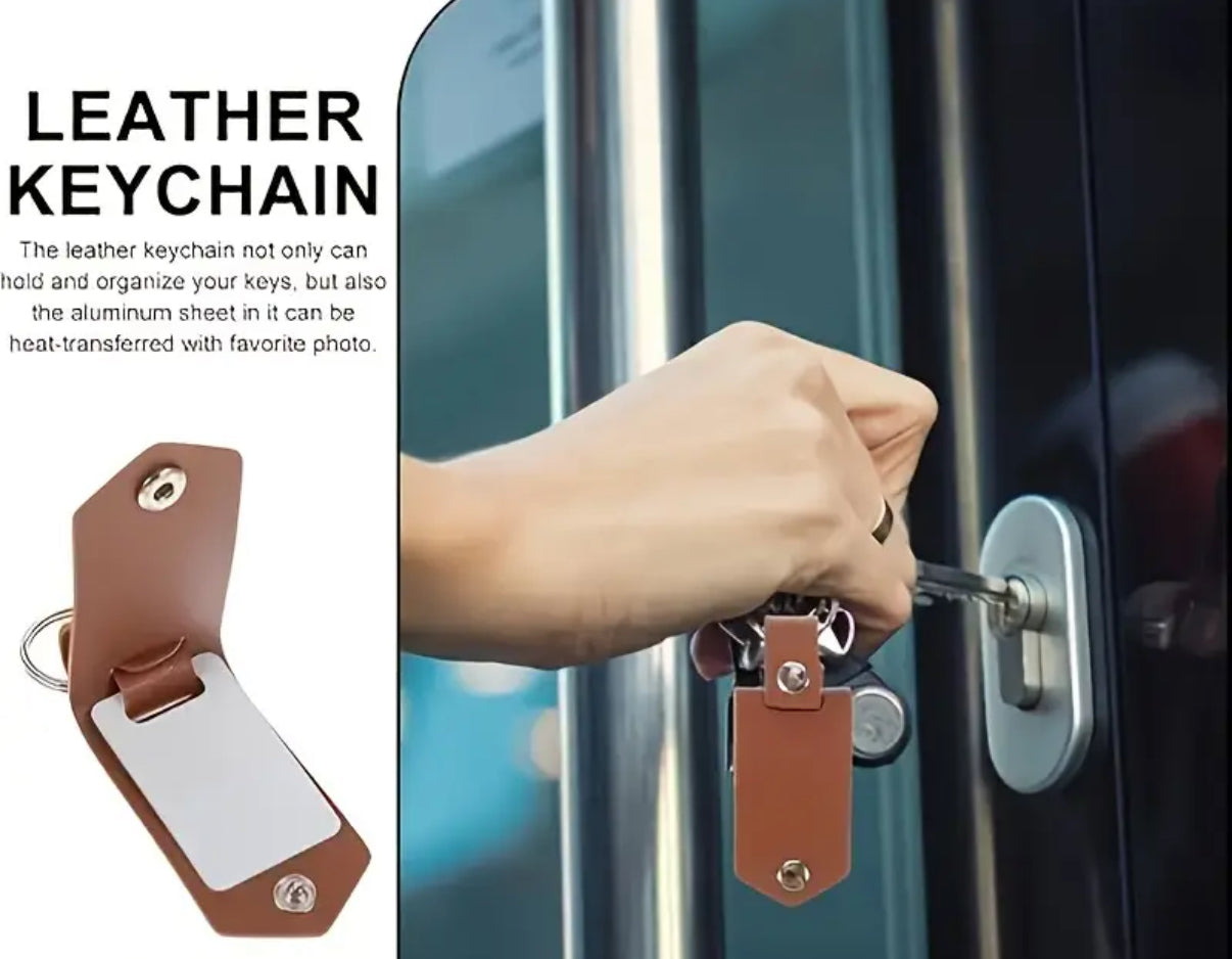 Keychain With Photo insert and Engravable Leather Holder - Customisable