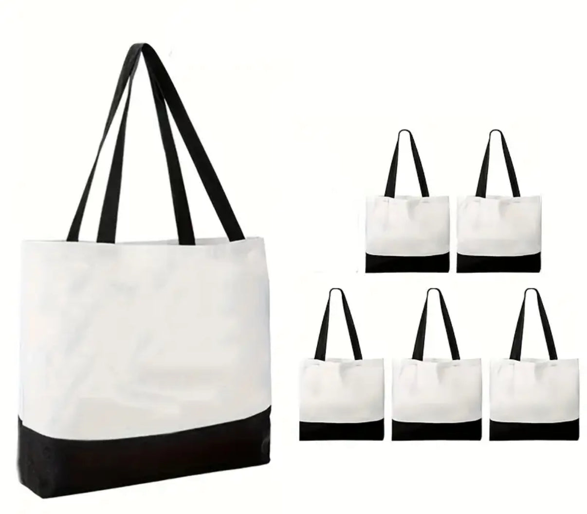 Simple and Fashionable Black and White Stitching Blank Shopping Bag - Customisable
