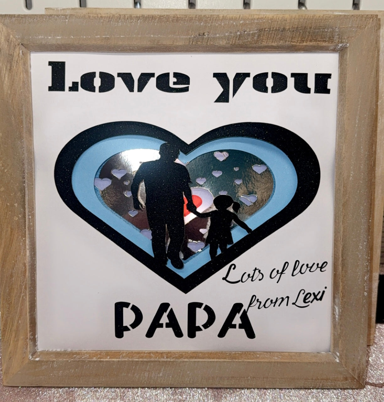 3D Papa Shadow Box with lights - Customisable