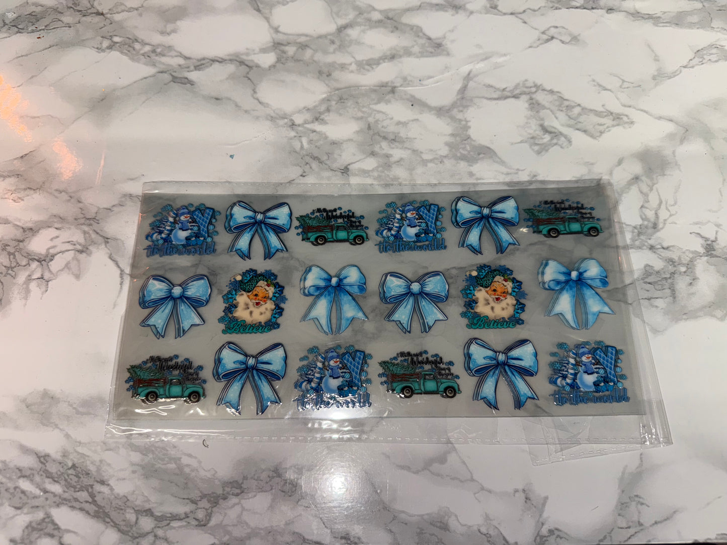 Xmas blue frosted themed cup wrap