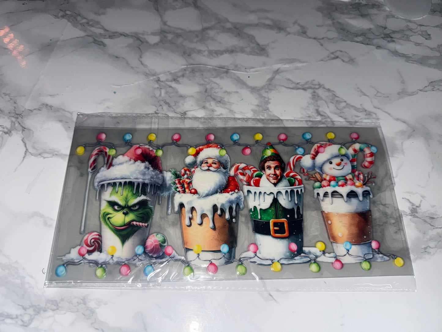 Xmas characters in cups wrap