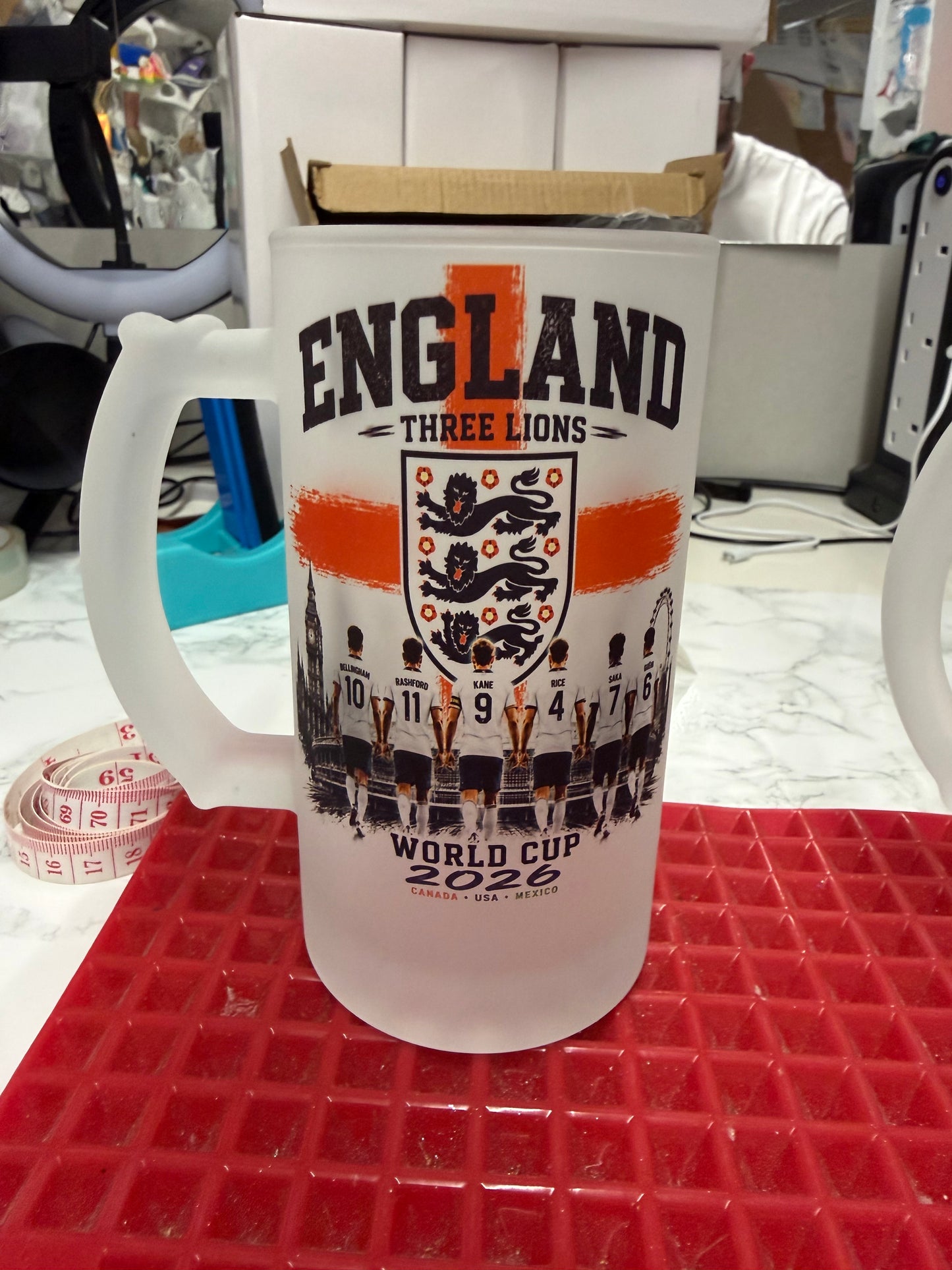 Frosted Glass Beer Stein - 160z - Customisable