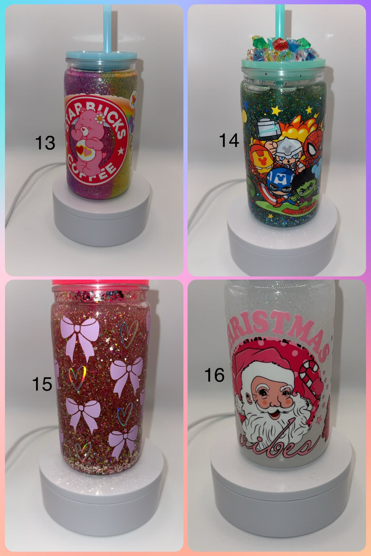 Premade 16oz Libby Cup Snow Globe and Lava Drip Glitter and Liquid Handmade Tumblers Drinkware Classic Beverage