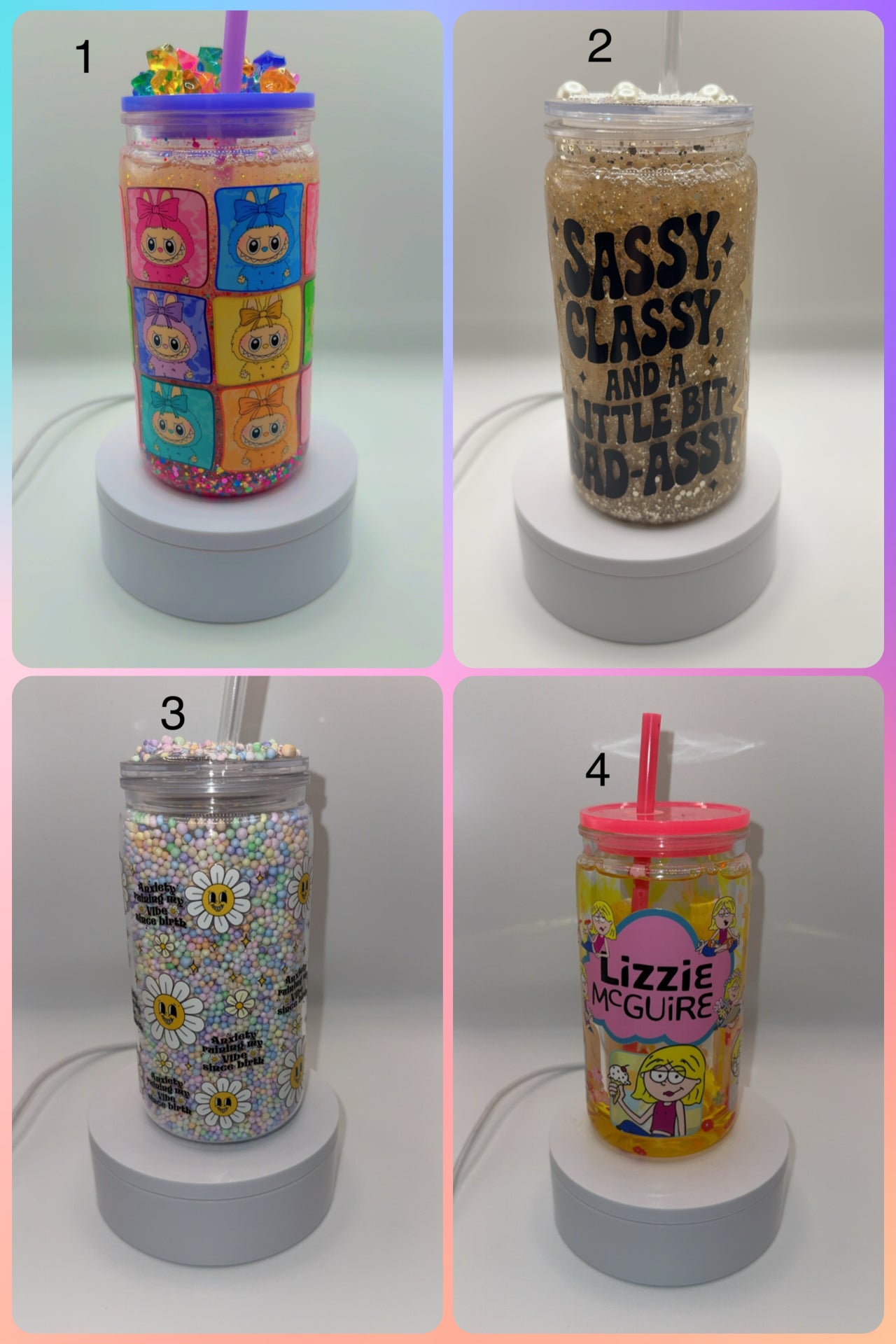 Premade 16oz Libby Cup Snow Globe and Lava Drip Glitter and Liquid Handmade Tumblers Drinkware Classic Beverage