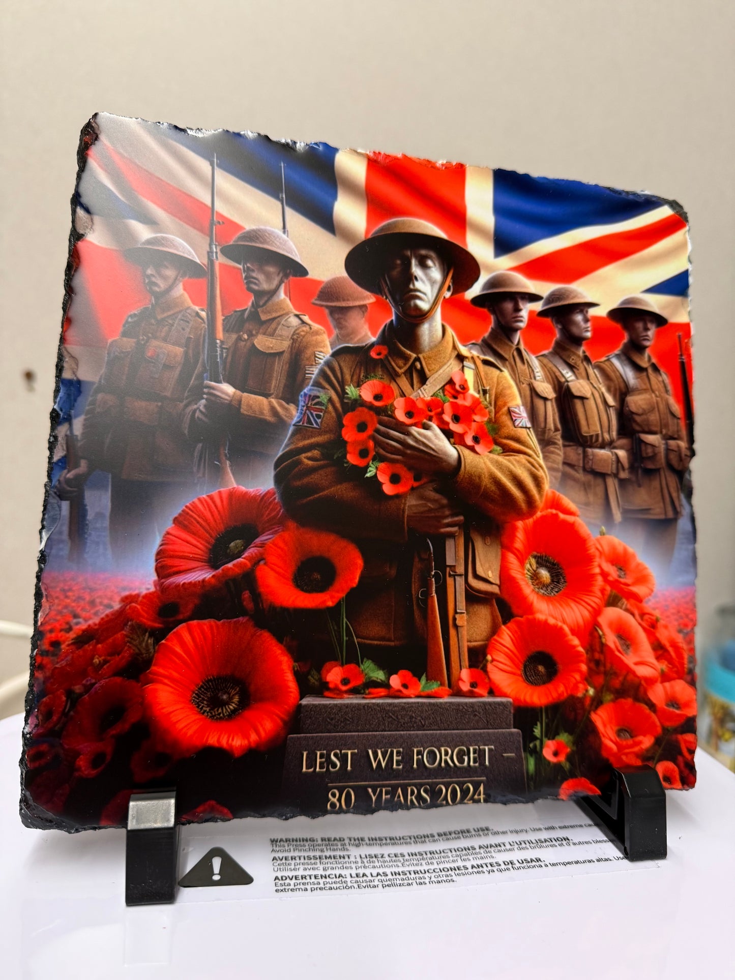 Lest we forget- 19 x 19cm rock slate