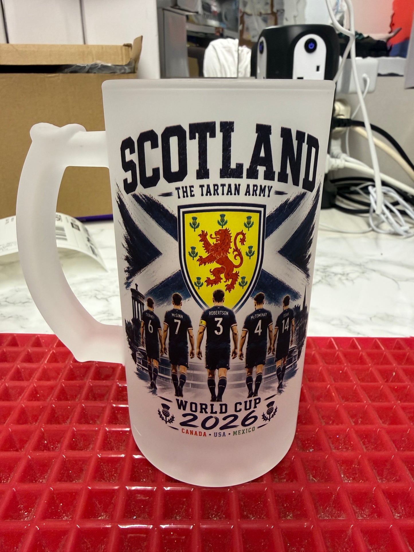 Frosted Glass Beer Stein - 160z - Customisable