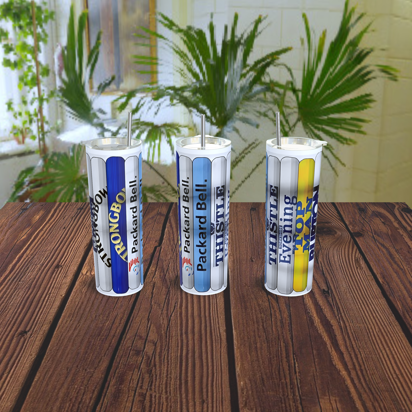 Retro football sponsor designed 20oz stainless steel tumblers - various designs