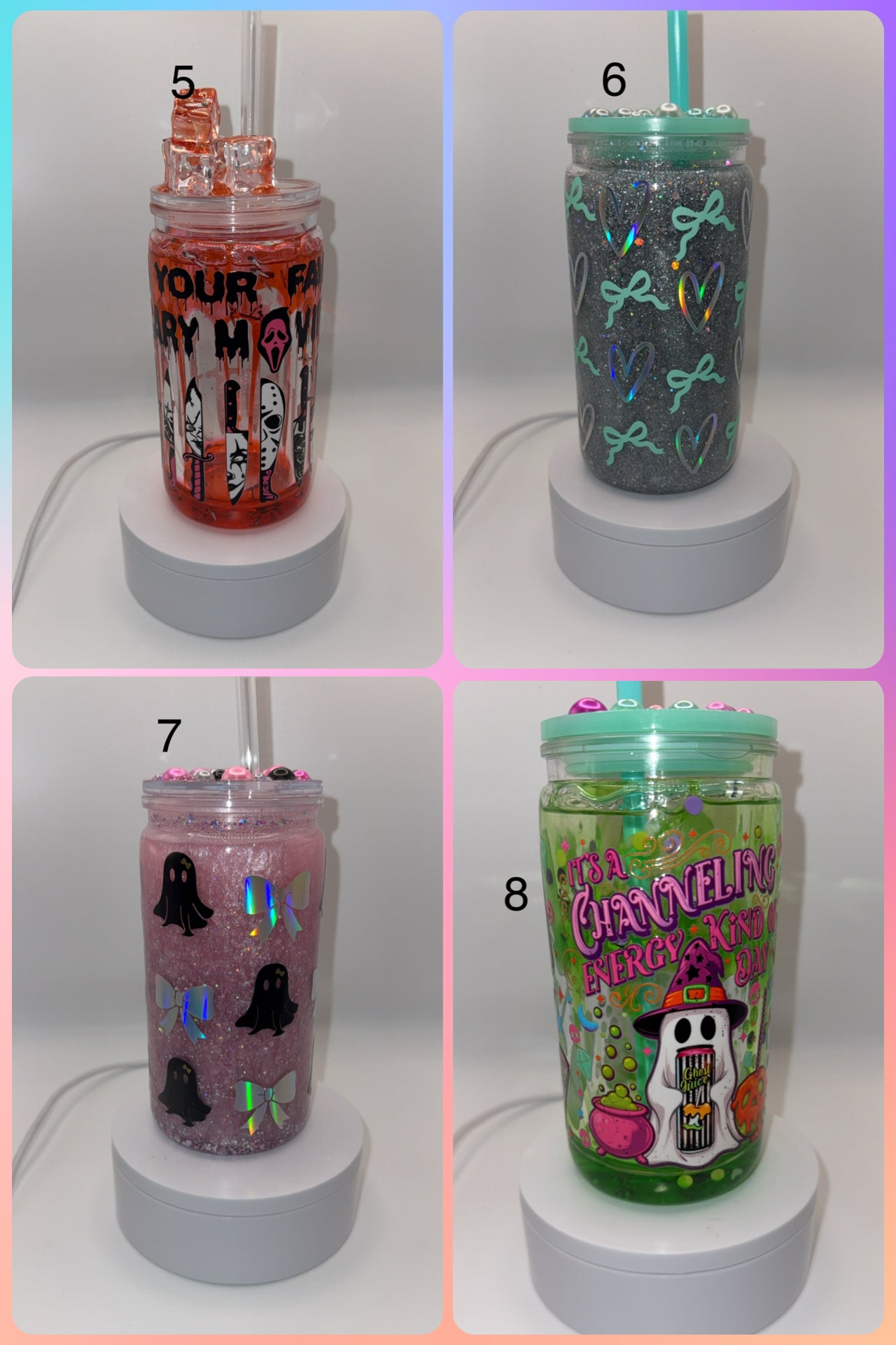 Premade 16oz Libby Cup Snow Globe and Lava Drip Glitter and Liquid Handmade Tumblers Drinkware Classic Beverage