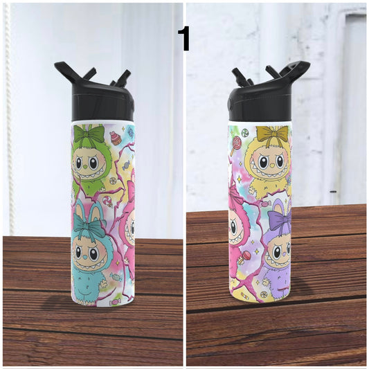 Customisable Labubu water bottle 650mls - different layouts