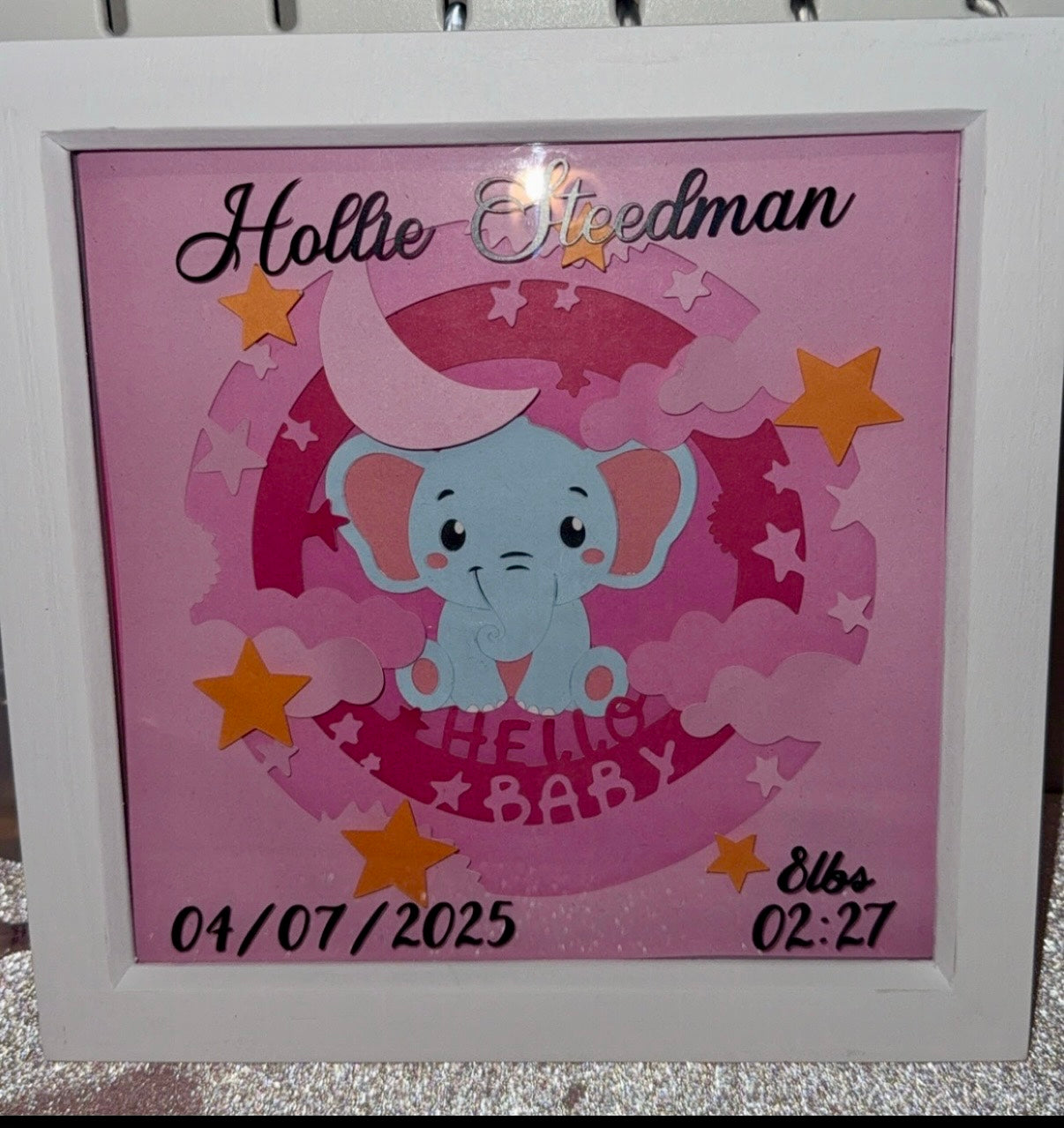 New Baby Details 3D Shadowbox - Customisable