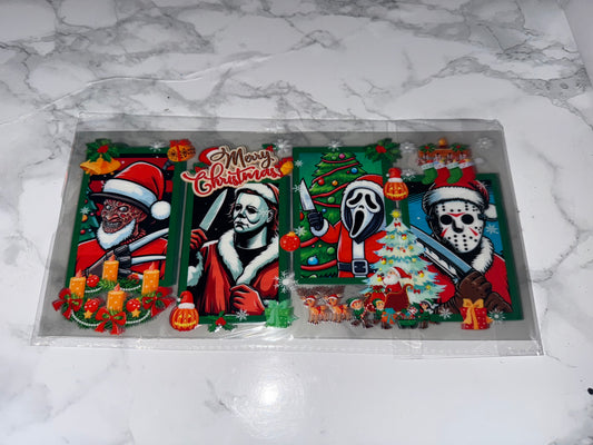 Christmas-themed UVDTF with horror movie characters