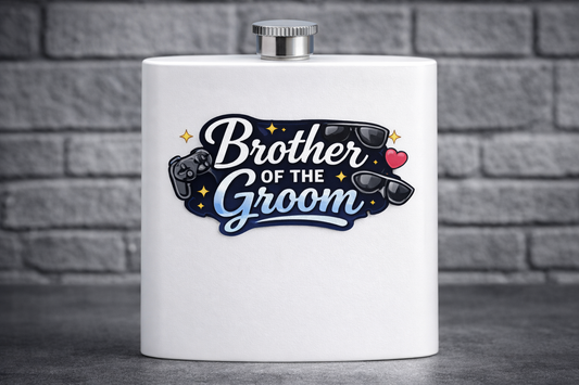 Brother of the Groom - 8oz Stainless Steel Hip Flask - customisable