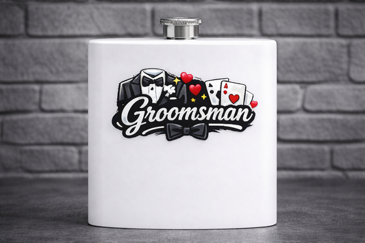 Groomsman - 8oz Stainless Steel Hip Flask - customisable