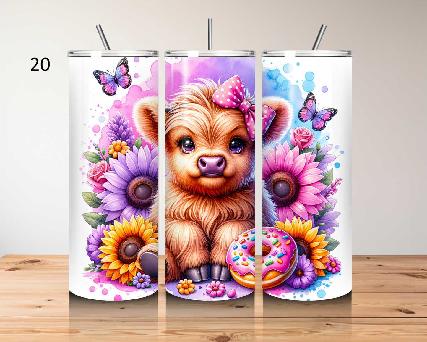 Highland cow-20oz stainless steel tumbler (various colours)