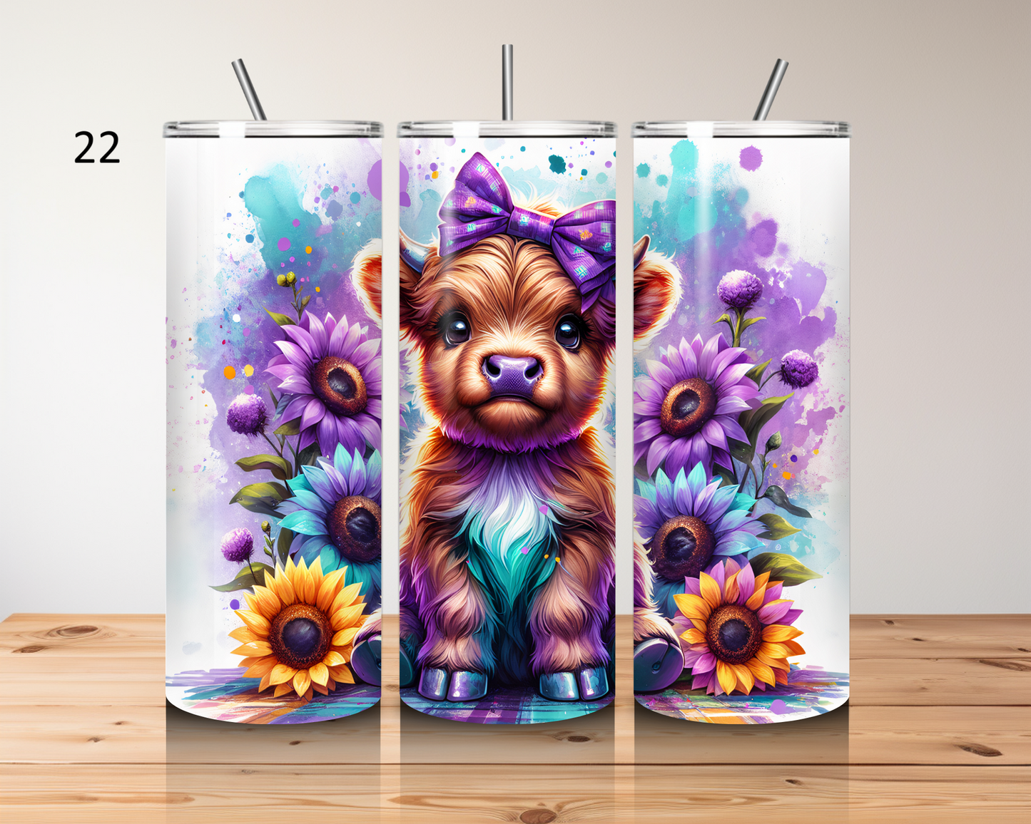 Highland cow-20oz stainless steel tumbler (various colours)