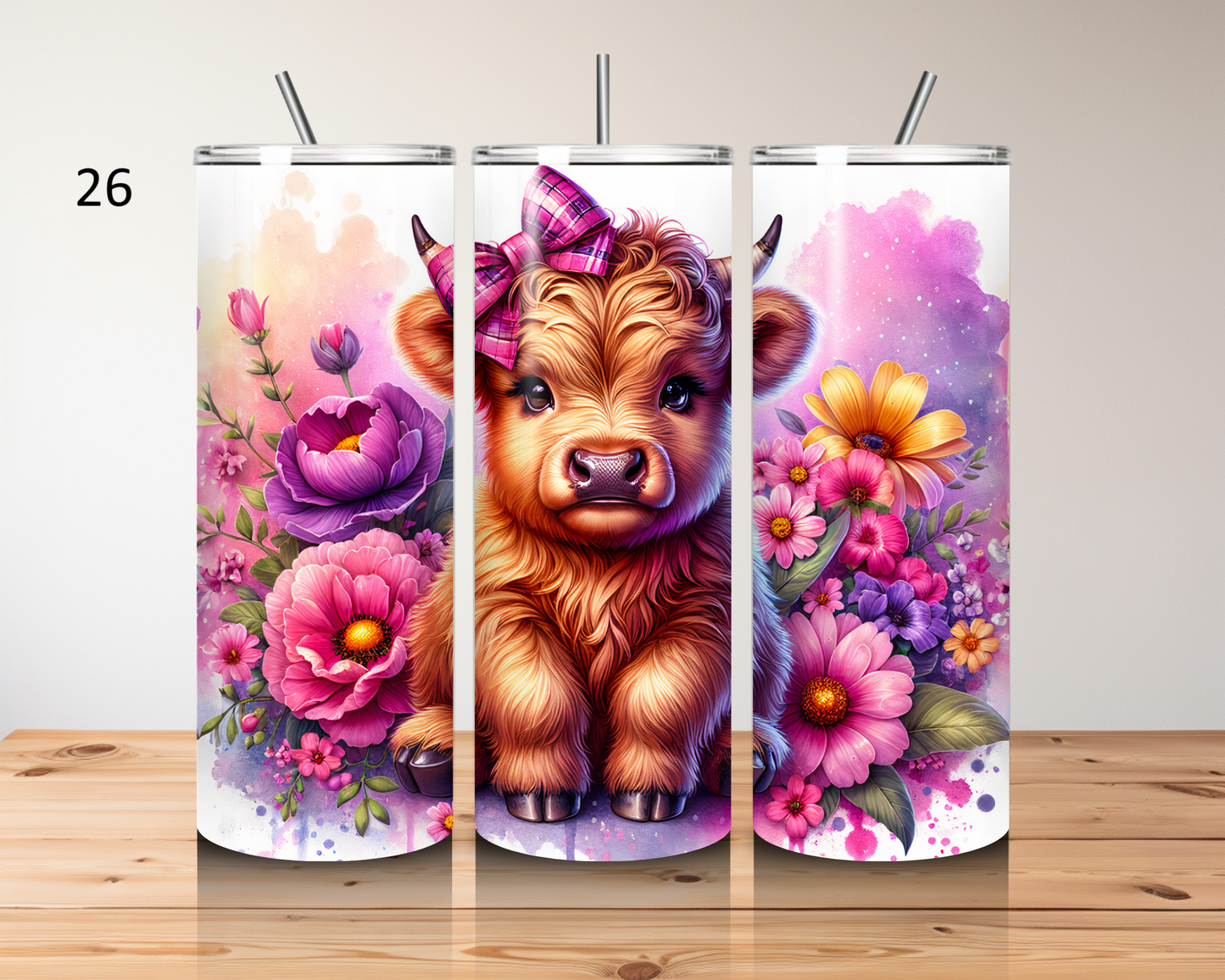 Highland cow-20oz stainless steel tumbler (various colours)