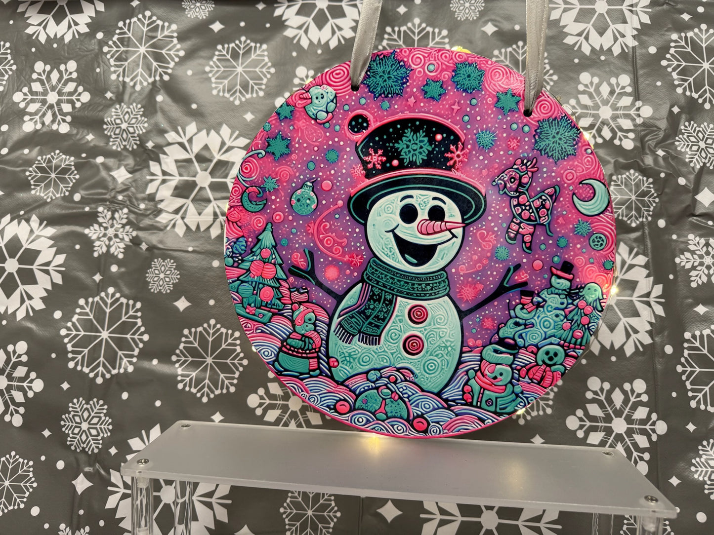 10” Xmas door hangers - MDF with LED lights attached