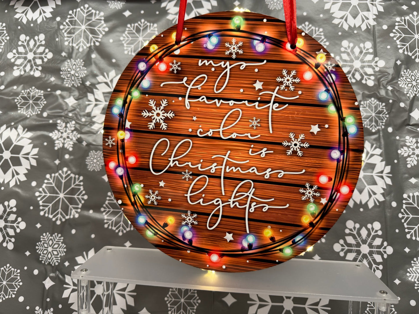 10” Xmas door hangers - MDF with LED lights attached