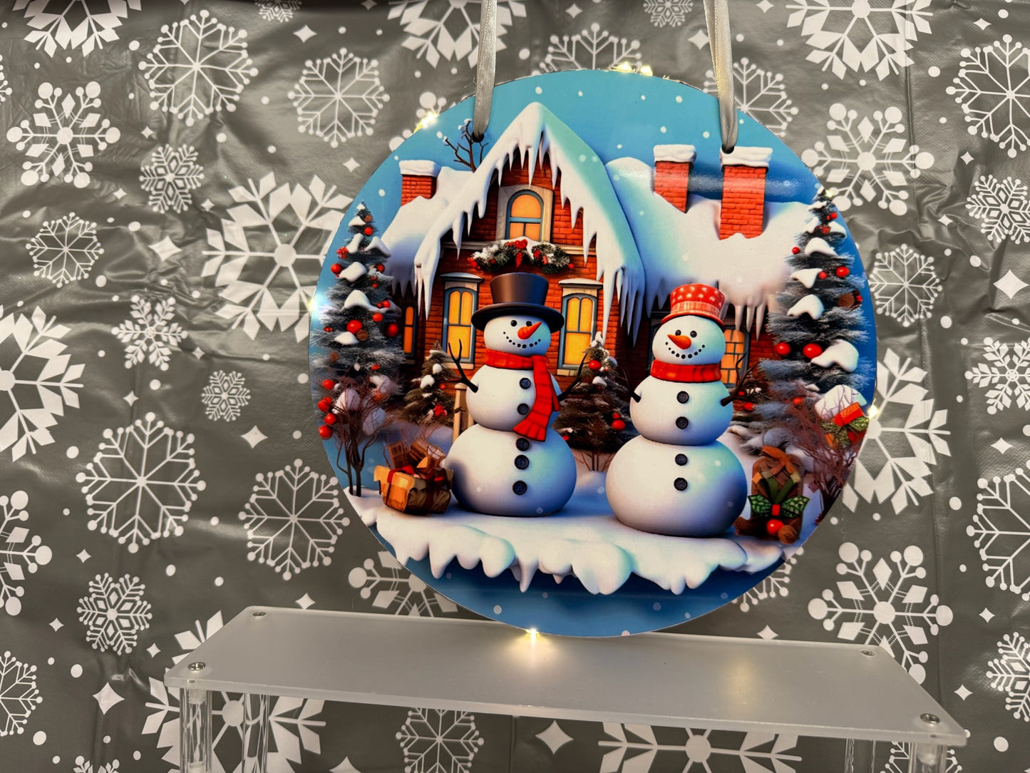 10” Xmas door hangers - MDF with LED lights attached