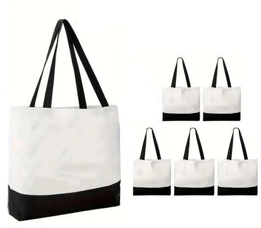 Simple and Fashionable Black and White Stitching Blank Shopping Bag - Customisable