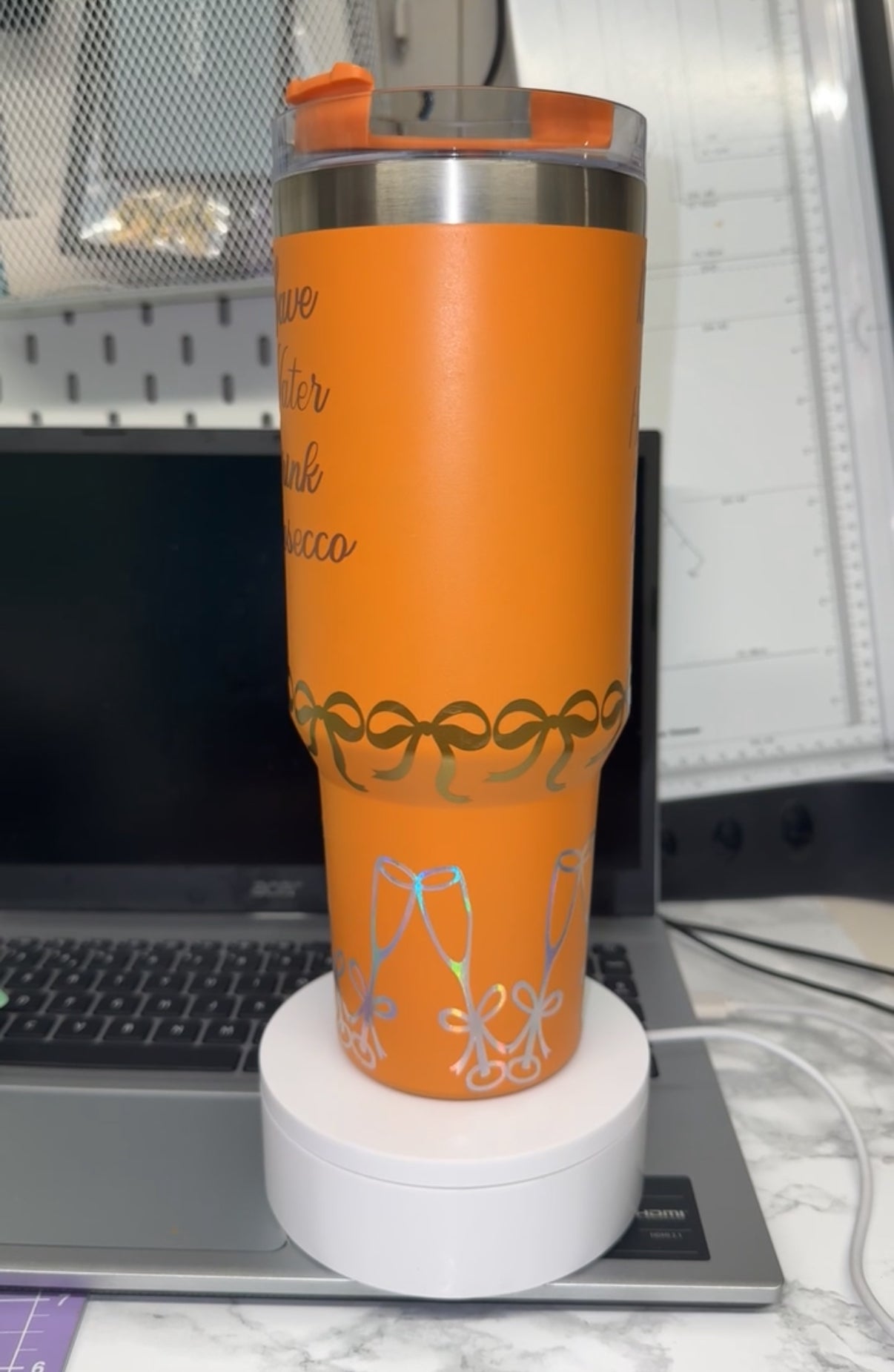 Save water Drink Prosecco 40oz tumbler with handle - customisable