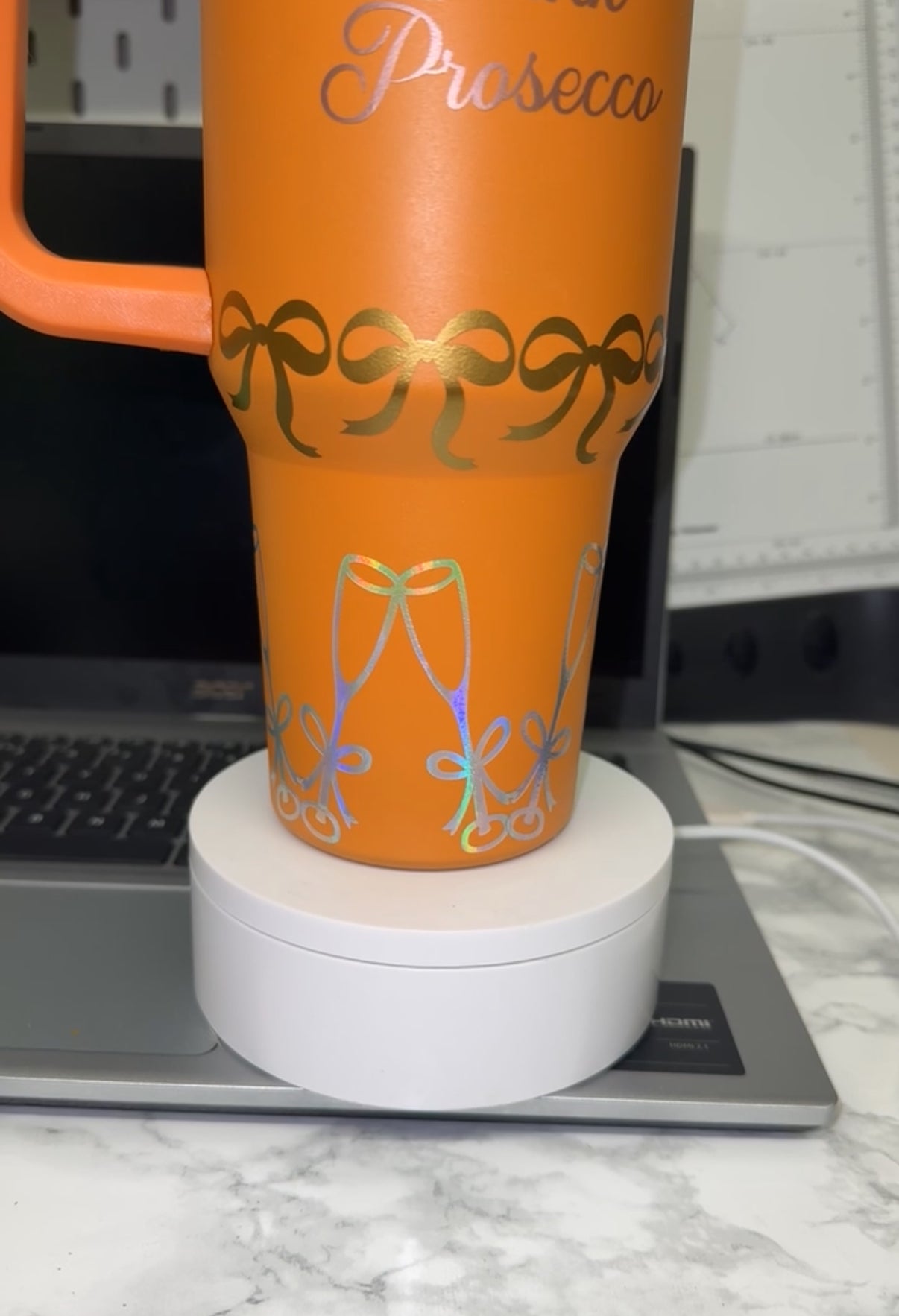 Save water Drink Prosecco 40oz tumbler with handle - customisable