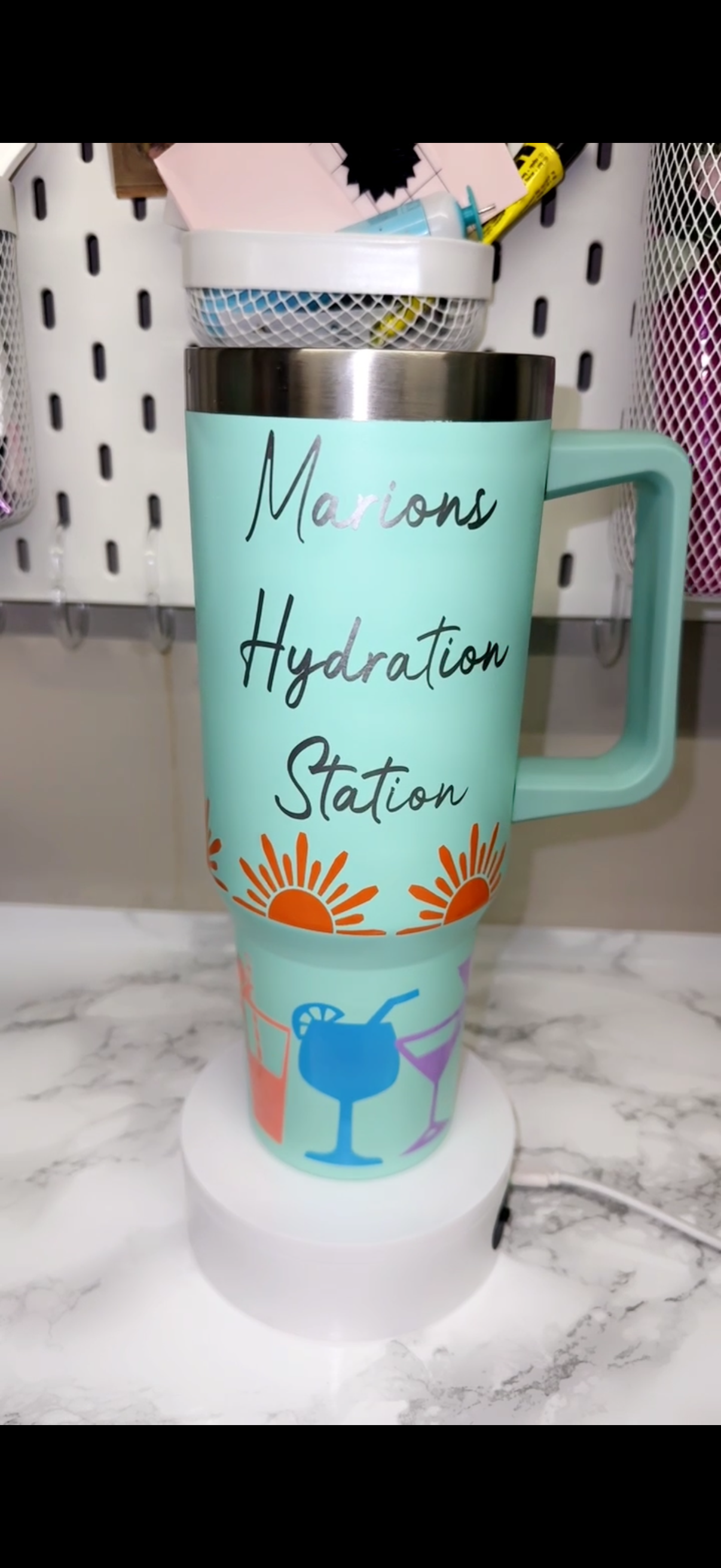 Probably a cocktail 40oz tumbler with handle - customisable