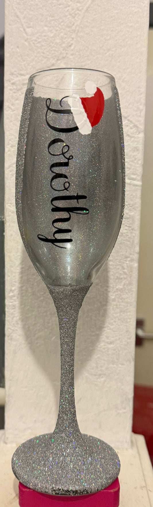 Personalised Xmas glasses decorated with Glitter and Vinyl