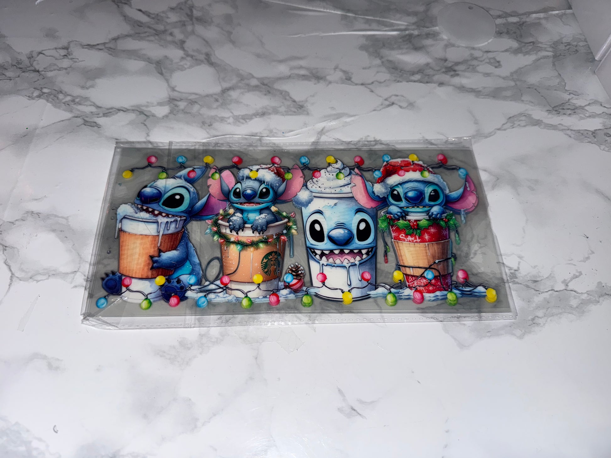 Stitch Xmas drink wrap design