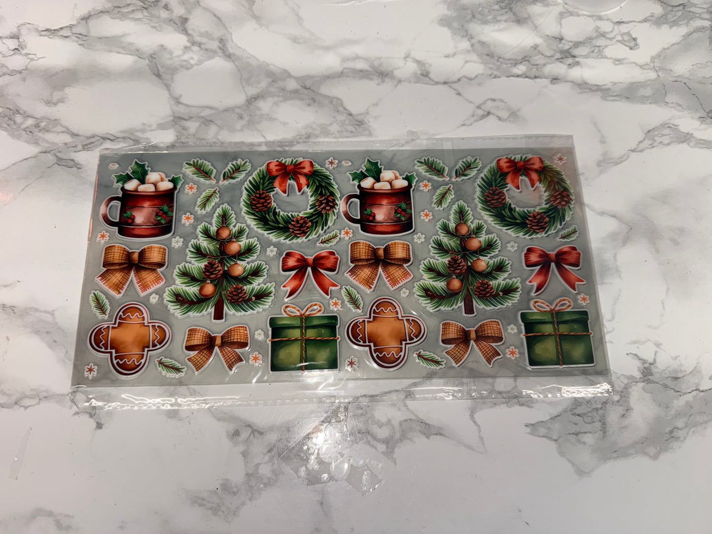 Various Christmas Decorations including bows and trees