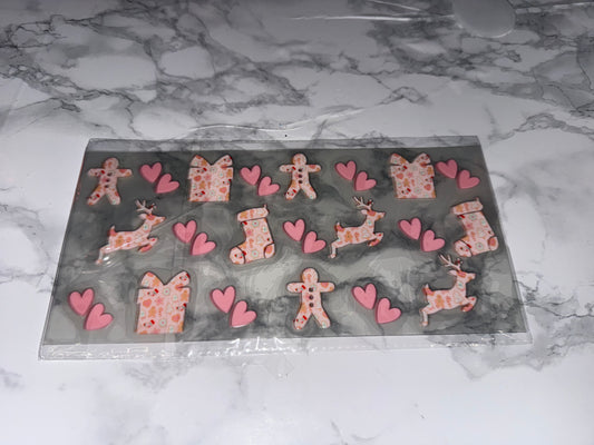 Xmas wrap with reinder, hearts, stockings