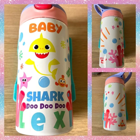 "Baby Shark Doo Doo Doo" design - 12oz stainless steel kids water bottle