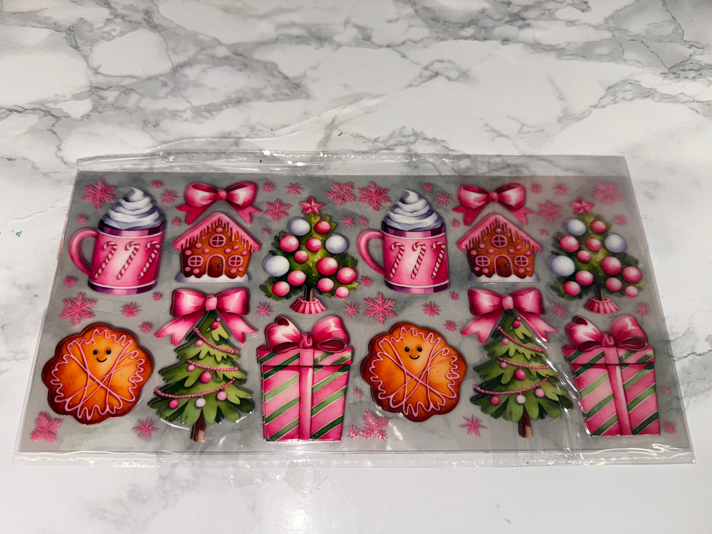 full Xmas designed wrap with presents, bows drinks