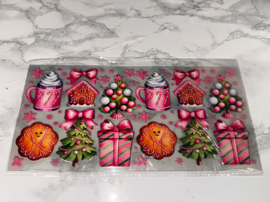 full Xmas designed wrap with presents, bows drinks