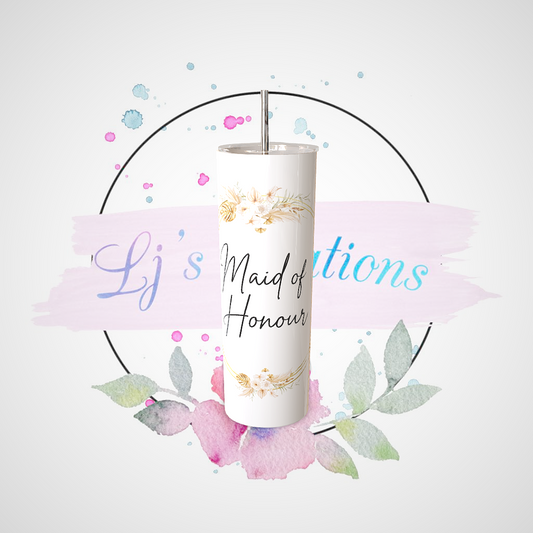 Maid of Honour - Golden Ring with Flowers - 20oz Stainless Steel Tumbler