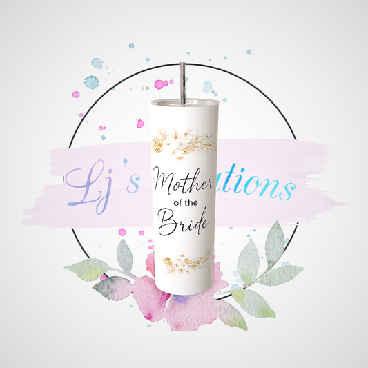 Mother of the Bride - Golden Ring with Flowers - 20oz Stainless Steel Tumbler