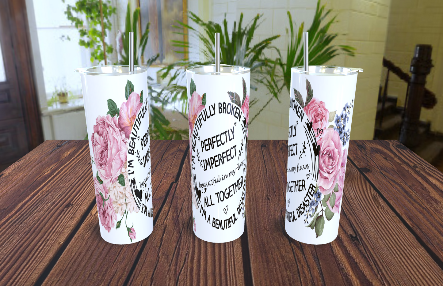 Daily Affirmations- 20oz tumbler with straw (various designs)