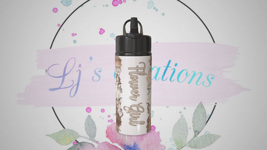 Flower Girl - Water Bottle - Cream Coloured Design